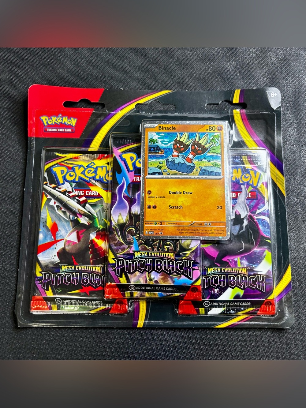 Brand New! Pokémon TCG Pitch Black 3 Pack Blister With Binacle Promo